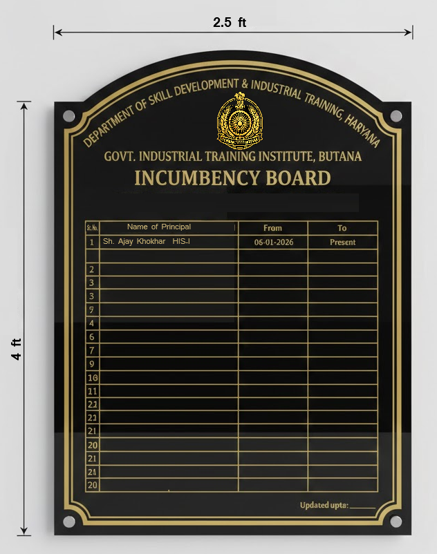 “Sample Design of Acrylic Incumbency Board”
